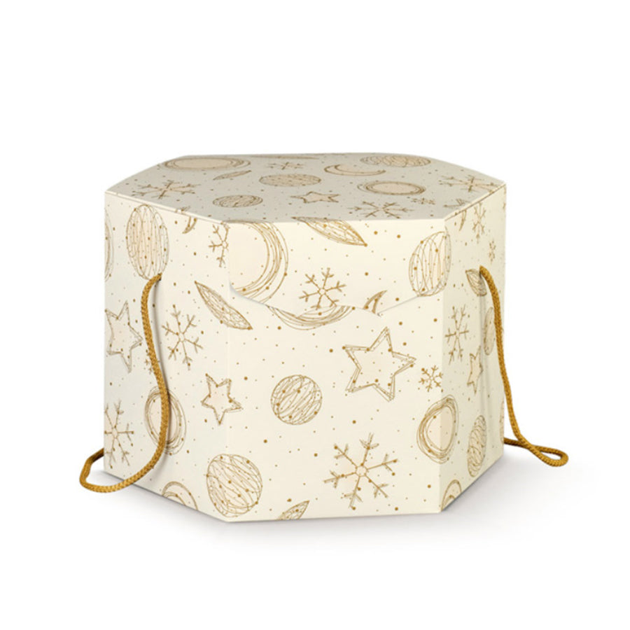 Caja Hexagonal con Cordón - Blanca - "White Universe"