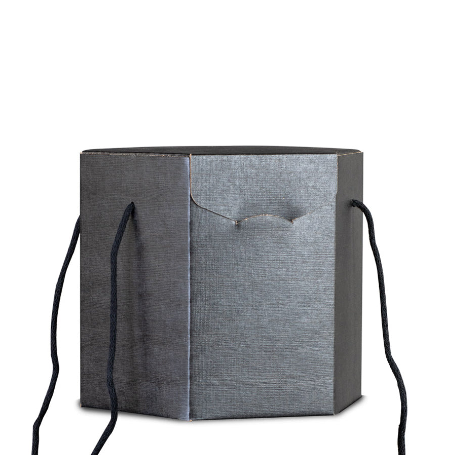 Caja hexagonal con cordón - Negra - "Flecha"