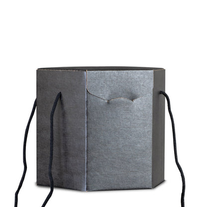Caja hexagonal con cordón - Negra - "Flecha"