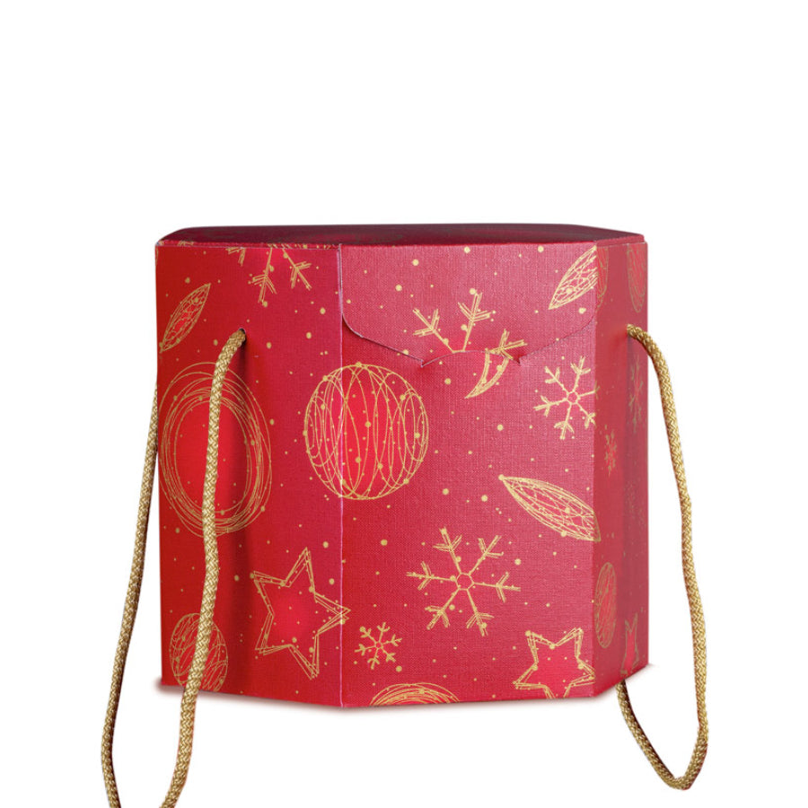 Hexagonal Box with Cord - Red and Gold - "Red Universe"