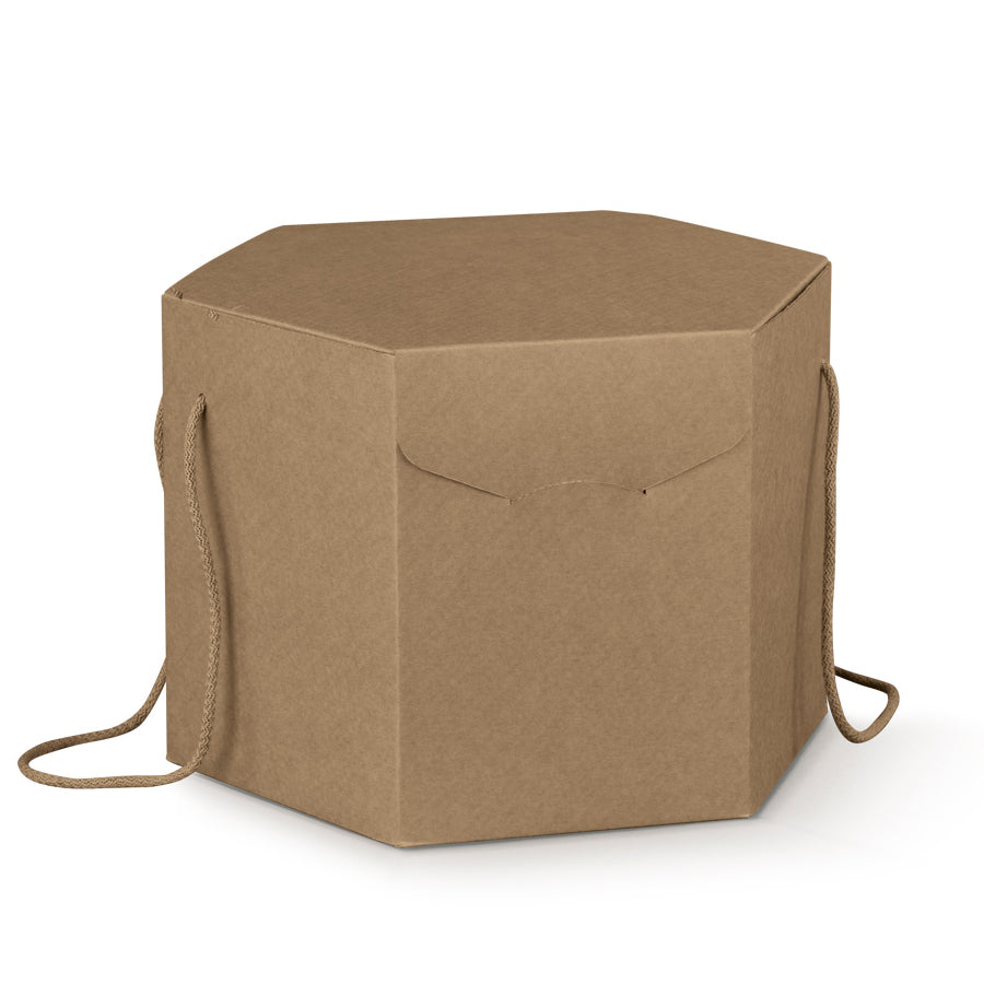 Hexagonal Box with String - Kraft - "Avana"