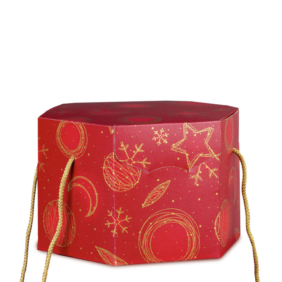 Hexagonal Box with Cord - Red and Gold - "Red Universe"