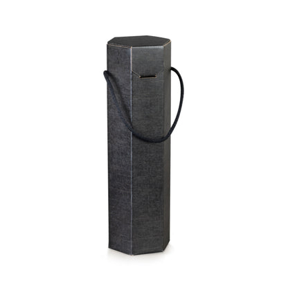 Cajas hexagonales con cordón para botellas - Negro - "Flecha"