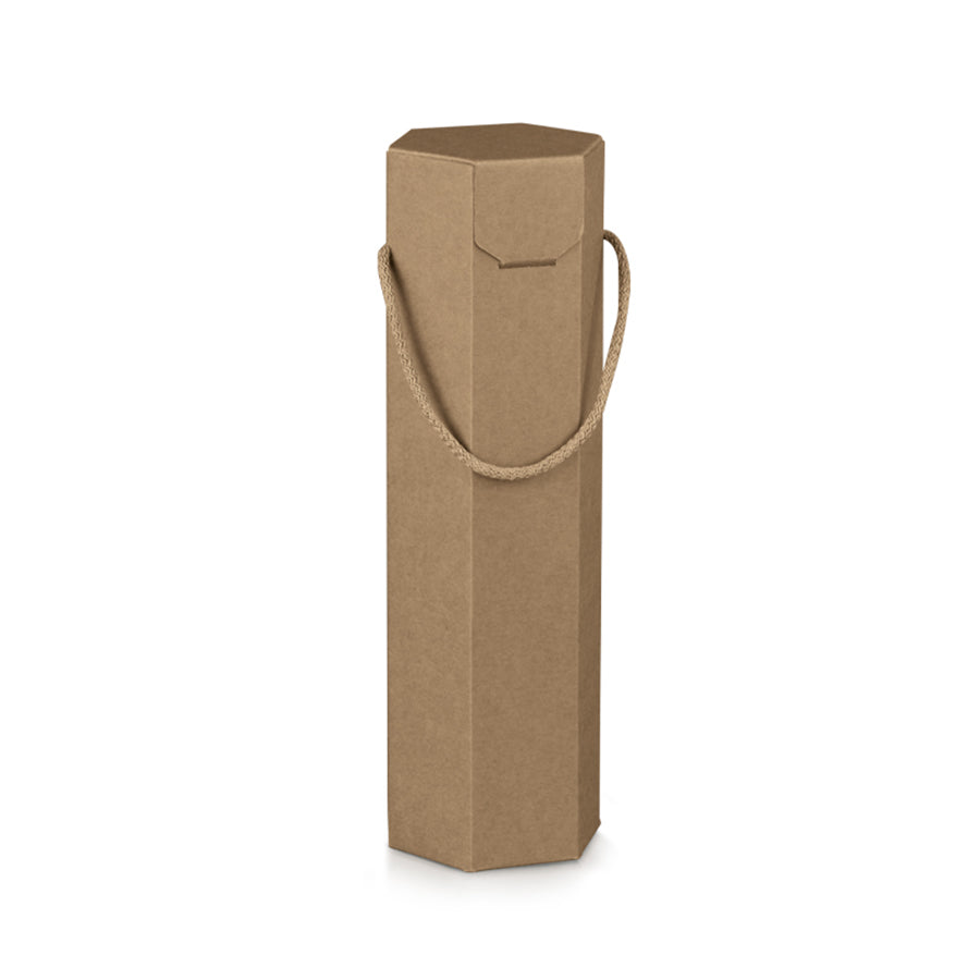 Caixas Hexagonais com Cordão para Garrafas - Kraft - "Avana"