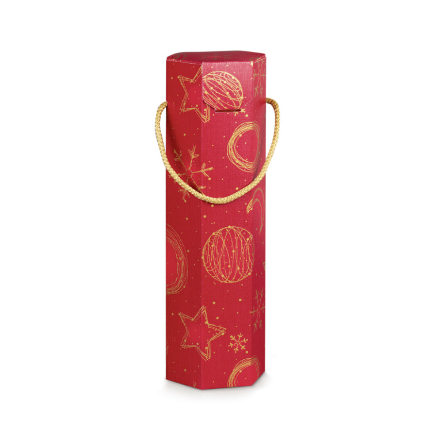 Caixas Hexagonais com Cordão para Garrafas - Vermelho e Ouro - "Red Universe"