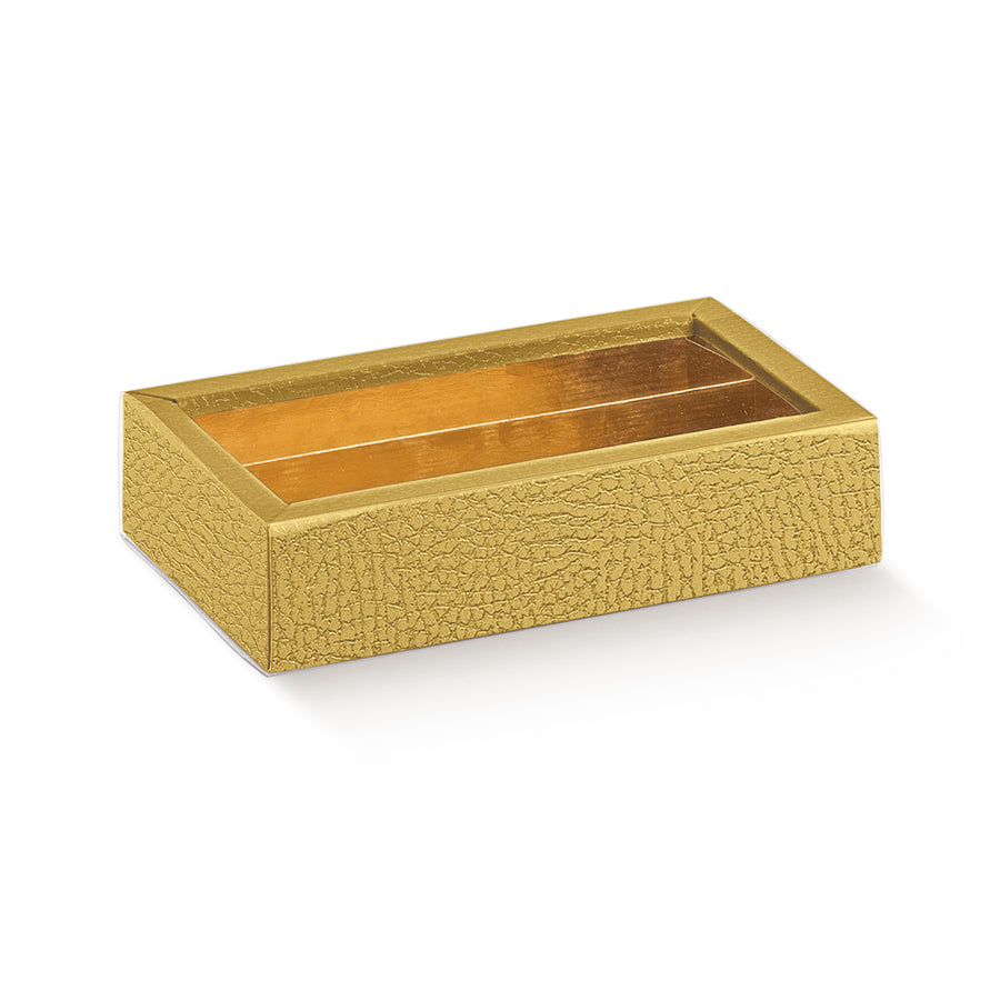 Cajas de PVC con funda y separadores - Oro - "Piel"
