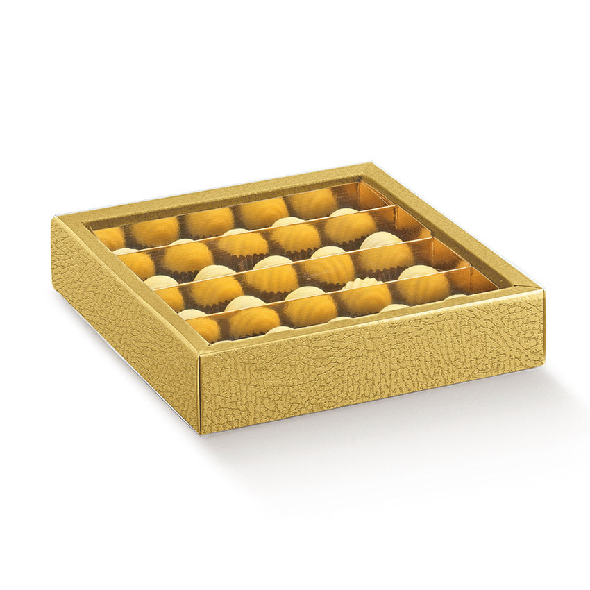 Cajas de PVC con funda y separadores - Oro - "Piel"