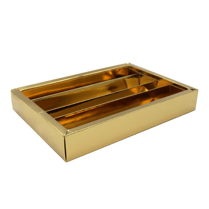 PVC Boxes with Sleeve and Dividers - Gold - "Leather"