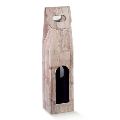 Caixas com Janela para Garrafas - Castanho Claro - "Wood"