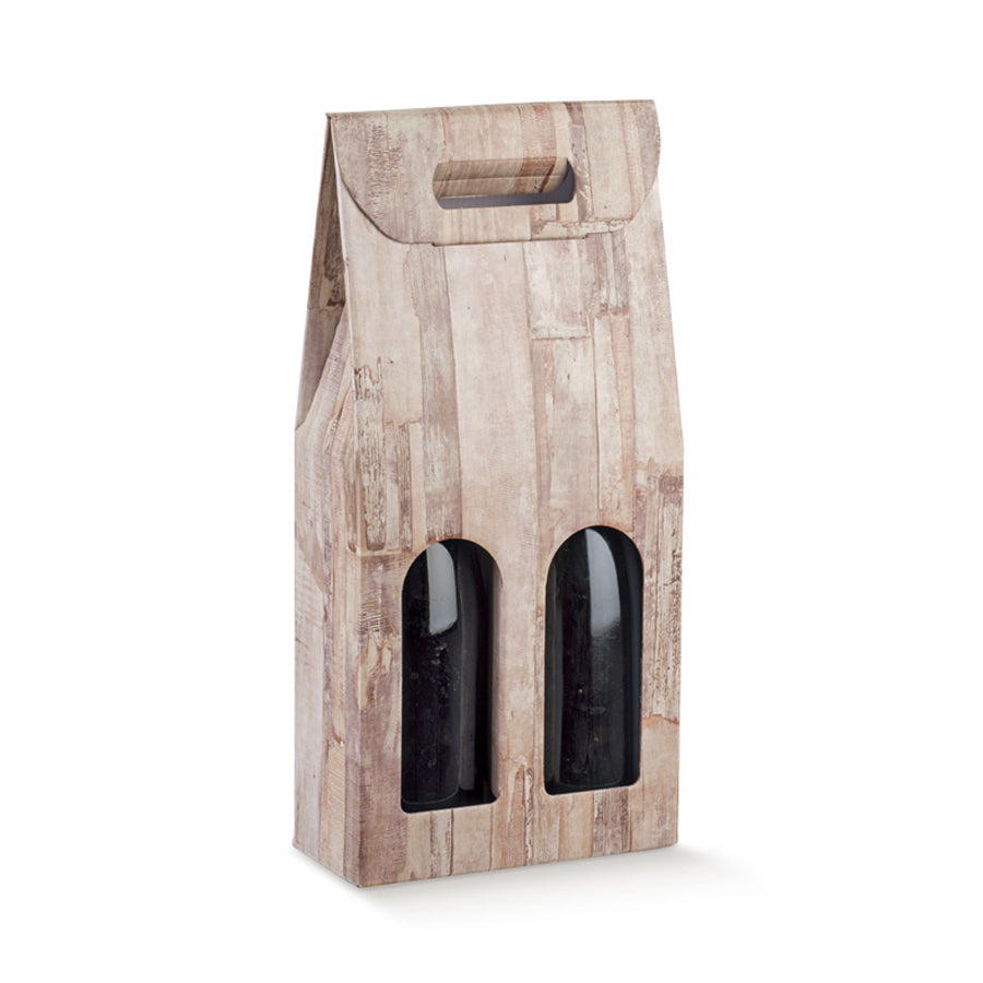 Caixas com Janela para Garrafas - Castanho Claro - "Wood"