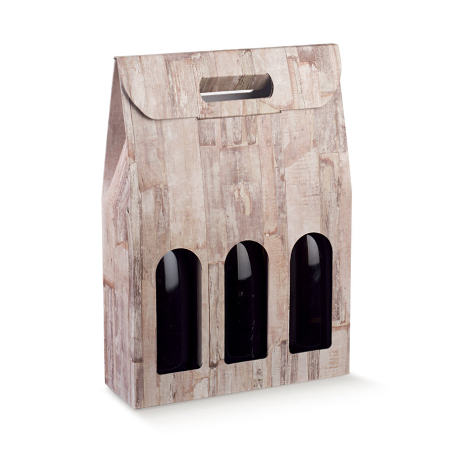 Caixas com Janela para Garrafas - Castanho Claro - "Wood"