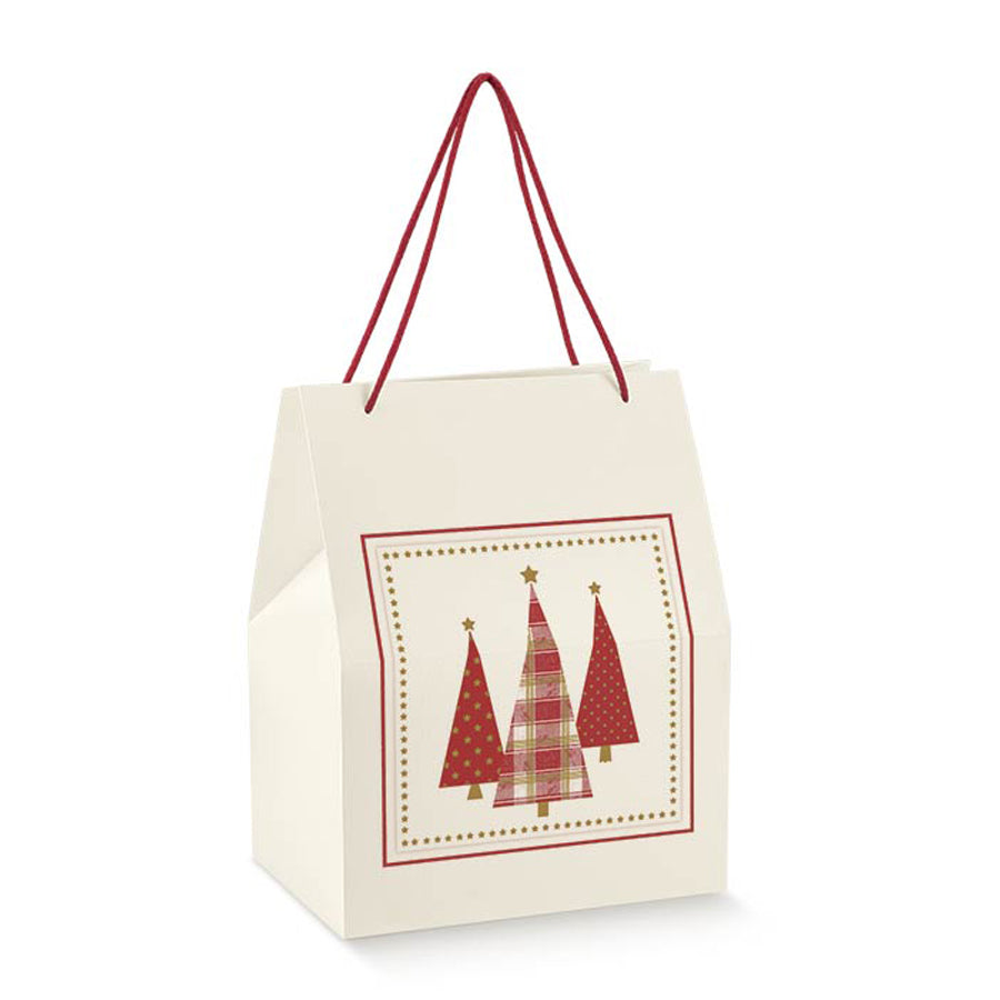 Bolsa con Cordón - Blanca y Roja - "Pini Stellati"