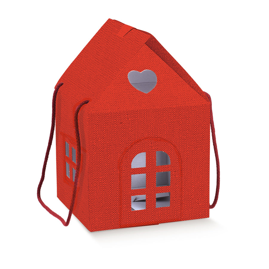 Caja Casa con Cordón - Rojo - "Lino"