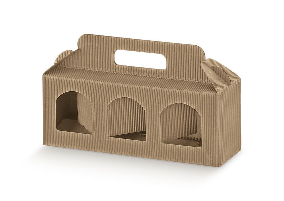 Cajas con Ventana para Frascos - Kraft - "Onda Avana"