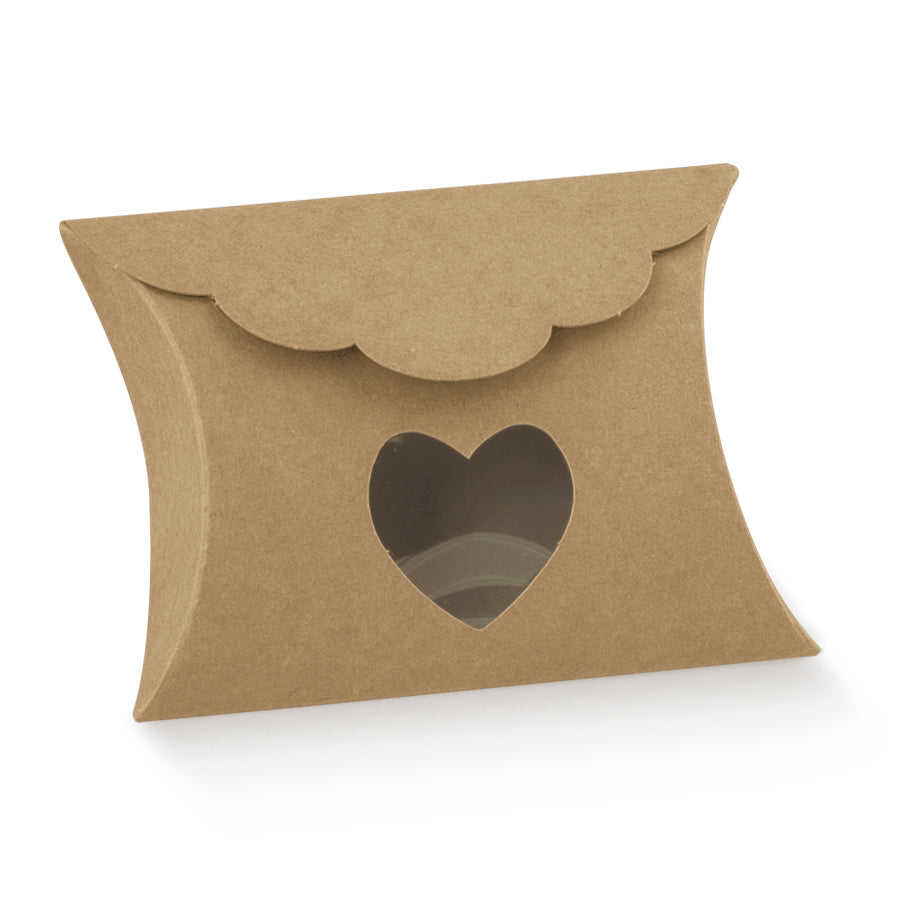 Cajas Ovaladas con Ventana de Corazón - Kraft