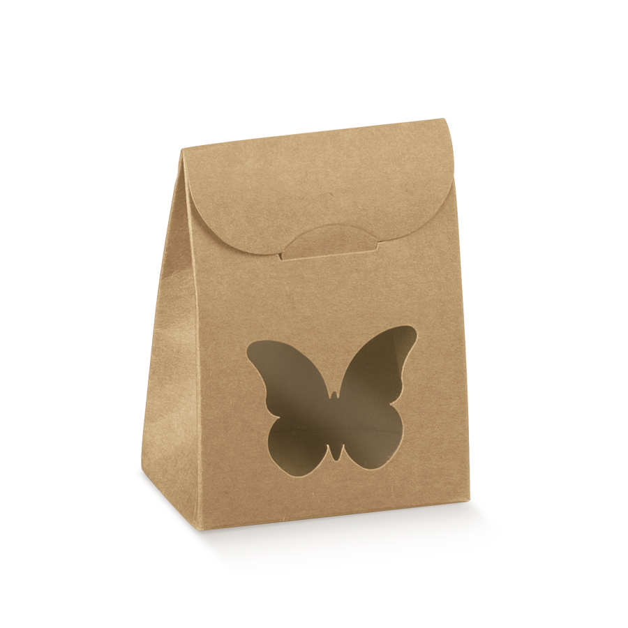 Butterfly-Shaped Boxes with Flap and Window - Kraft - "Avana Plain"