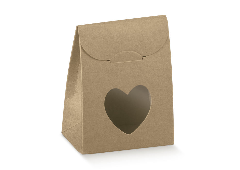 Boxes with Flap and Heart-Shaped Window - Kraft - "Plain Brown"