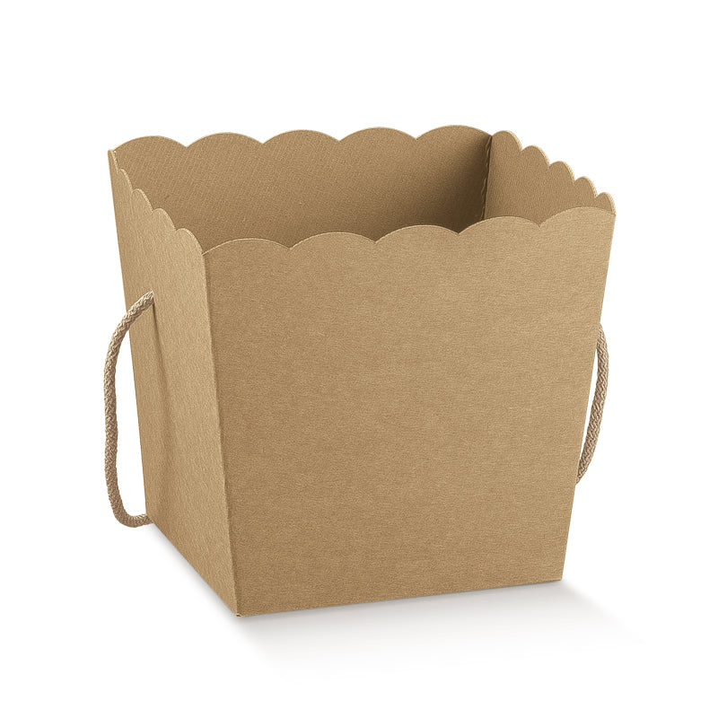 Caja maceta con cordón - Kraft - "Avana"