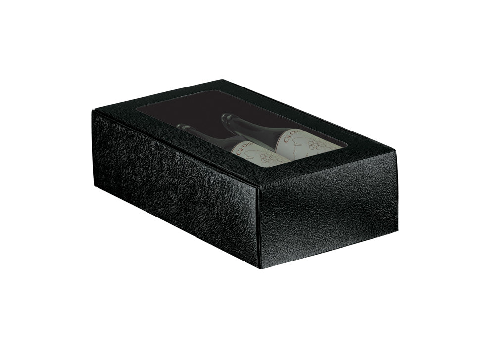 Cajas Cantinetta con Ventana para Botellas - Negro - "Piel"