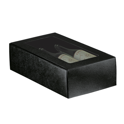Cajas Cantinetta con Ventana para Botellas - Negro - "Piel"