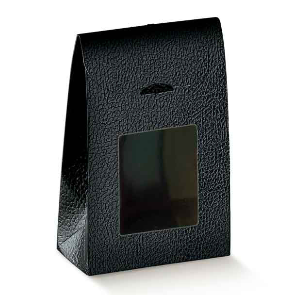Boxes with Flap and Window - Black - "Leather"