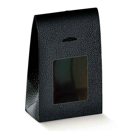 Boxes with Flap and Window - Black - "Leather"