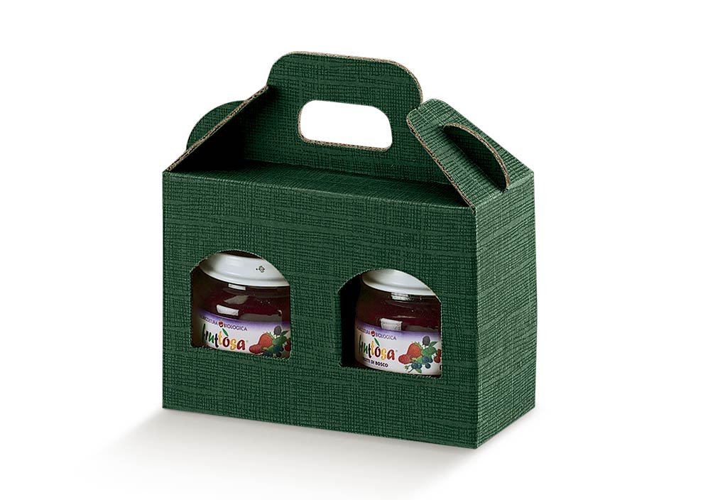 Cajas con Ventana para Frascos - Verde - "Flecha"