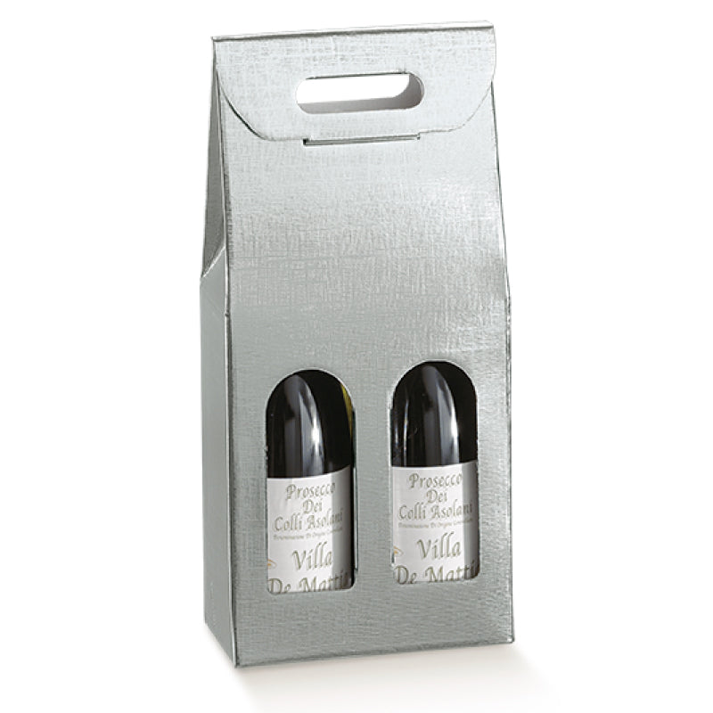 Cajas con Ventana para Botellas - Plata - "Flecha"