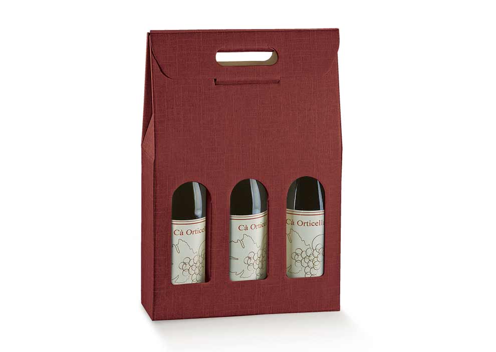 Caixas com Janela para Garrafas - Bordeaux - "Seta"