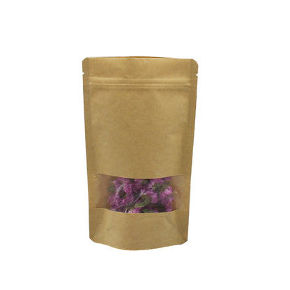 Round Stand-Up Pouches with Window - Kraft