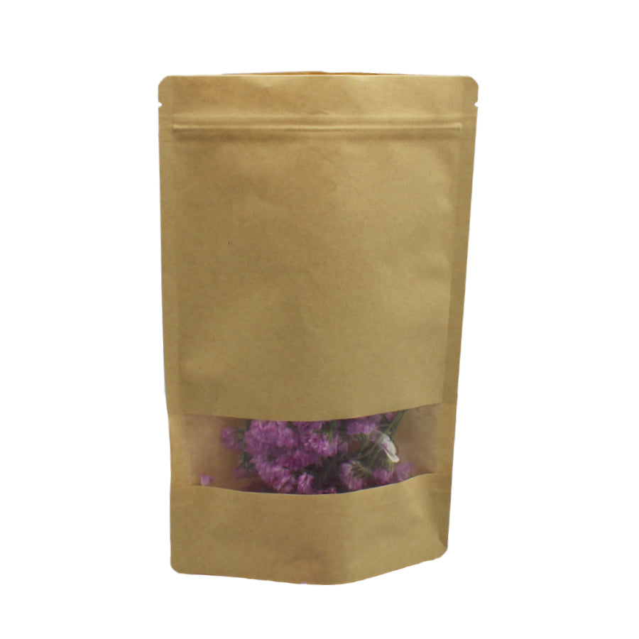 Round Stand-Up Pouches with Window - Kraft