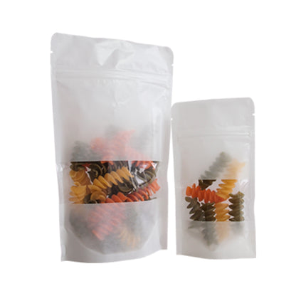 Stand-Up Round Pouches with Window - White
