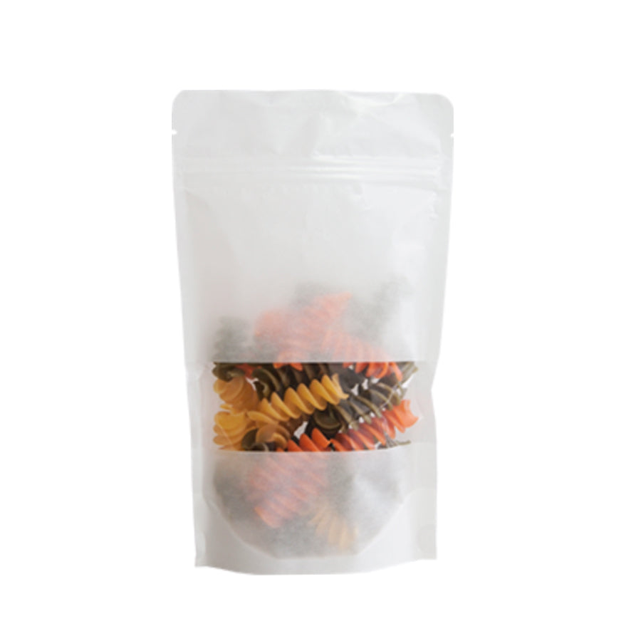 Stand-Up Round Pouches with Window - White