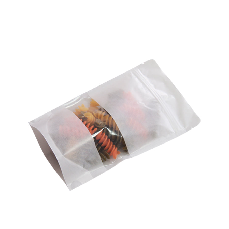 Stand-Up Round Pouches with Window - White