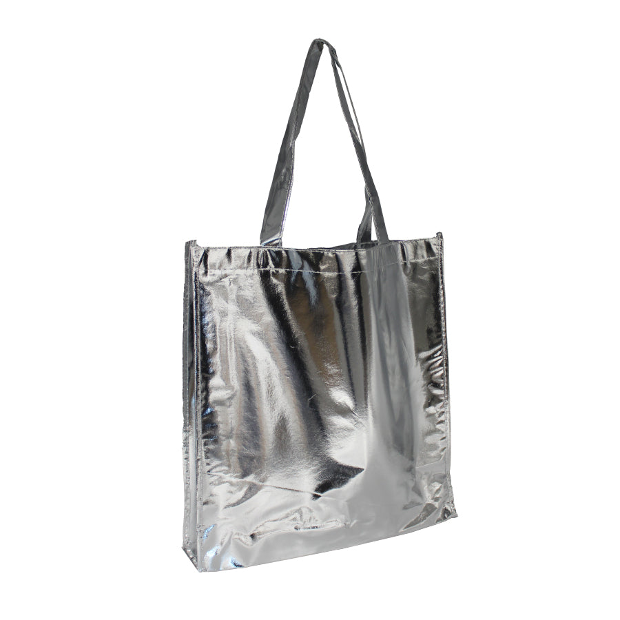 Bolsas de TNT 90 g con Asa - Laminado Brillo - Plata