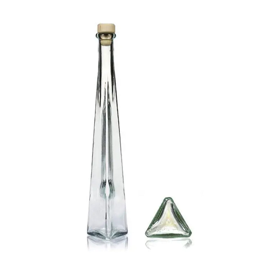 Triangular Glass Bottle - Transparent