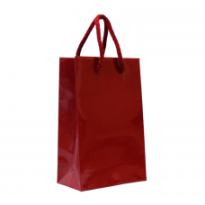 Paper Bag Rope Handle Gloss Bordeaux - Pack 25 unt