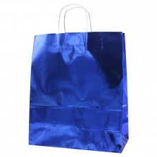 Twisted Handle Metallic Paper Bag Blue - Pack 25 unt