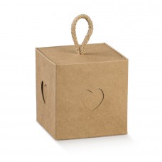Kraft Gift Box with Heart Shaped Hole and Rope - Pack 10 unt